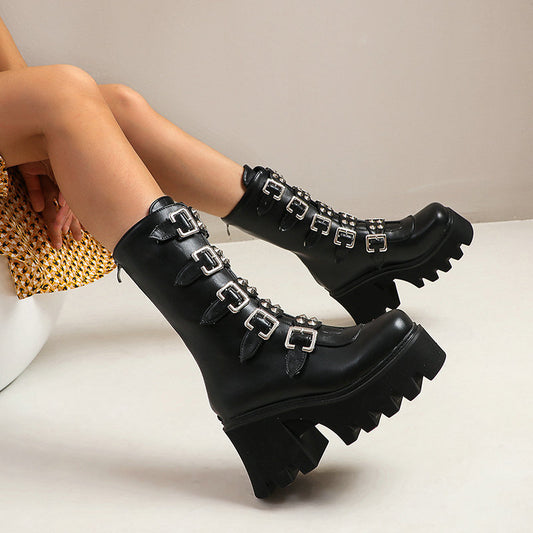 Women's High-heel Plus Size Thick Bottom Short Boots