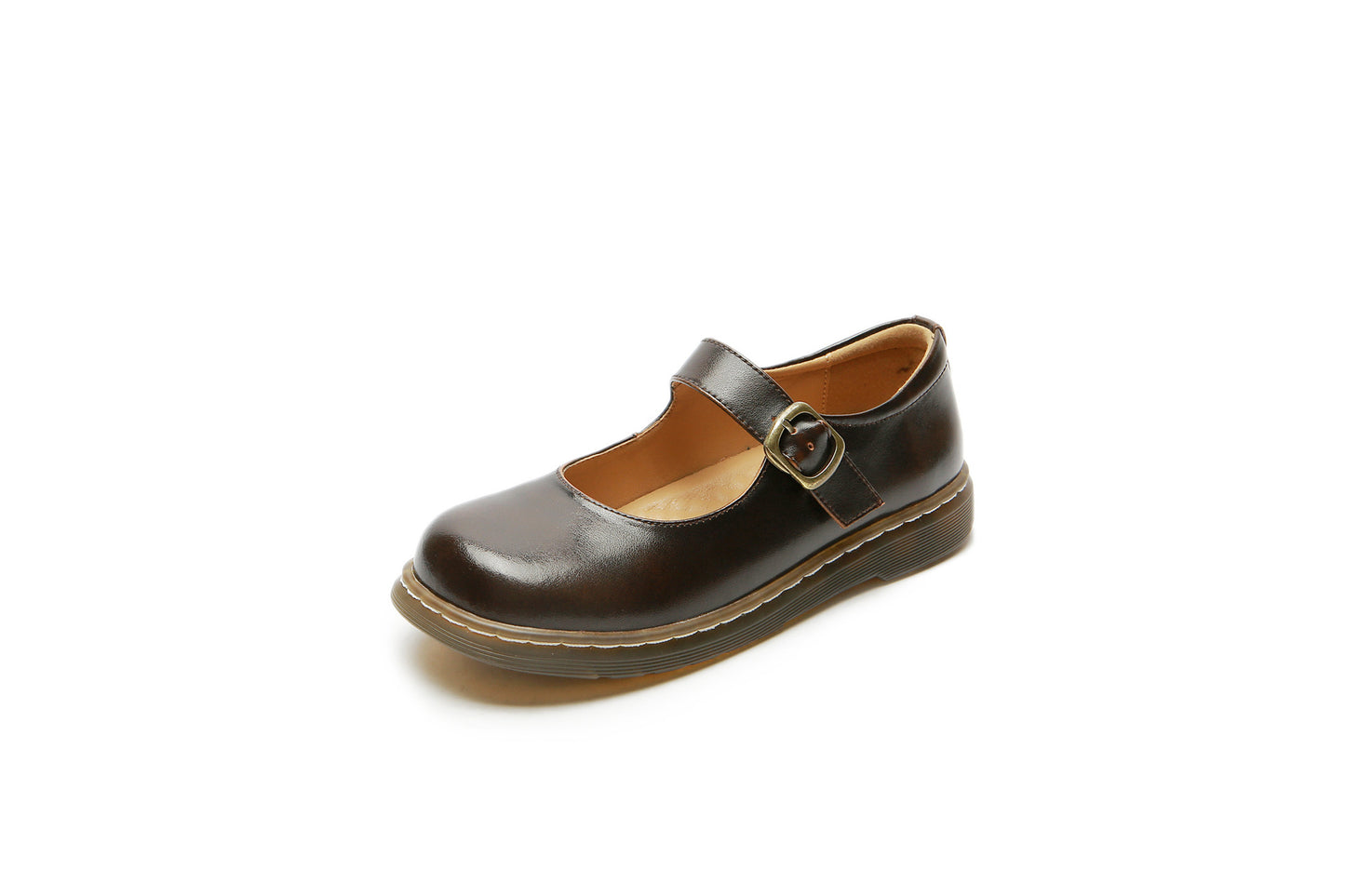 Women's Beauty Power Retro Round Head Buckle Leather Shoes