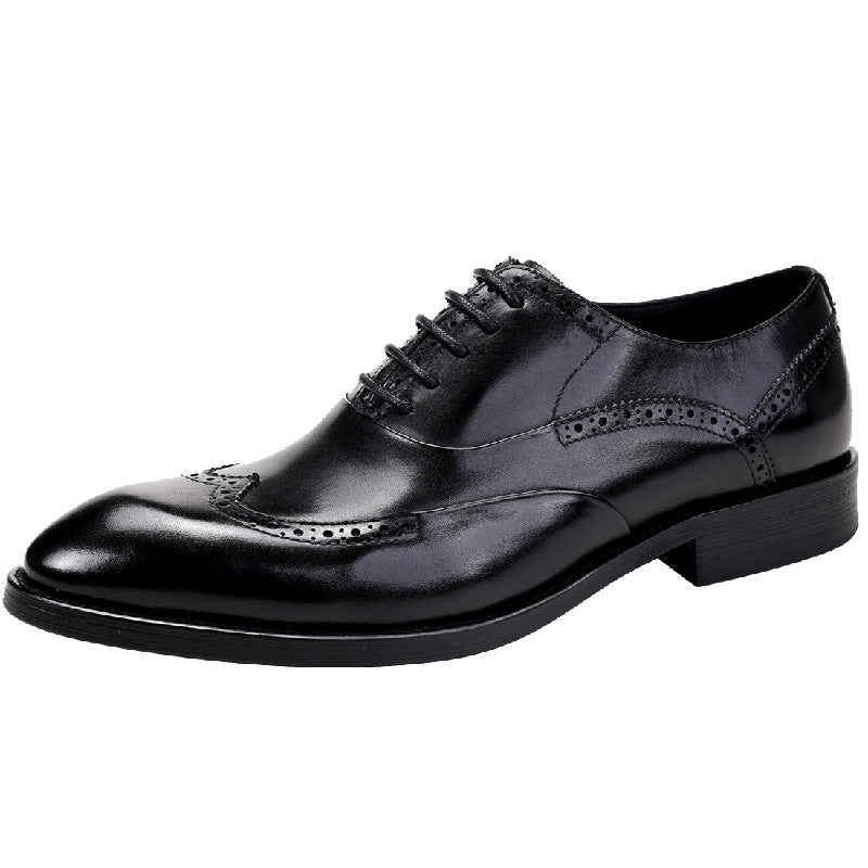 Men's Brogue Korean Large Size Formal Cowhide Leather Shoes