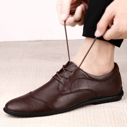 Men's Business Four Pumps Wedding Top Layer Leather Shoes