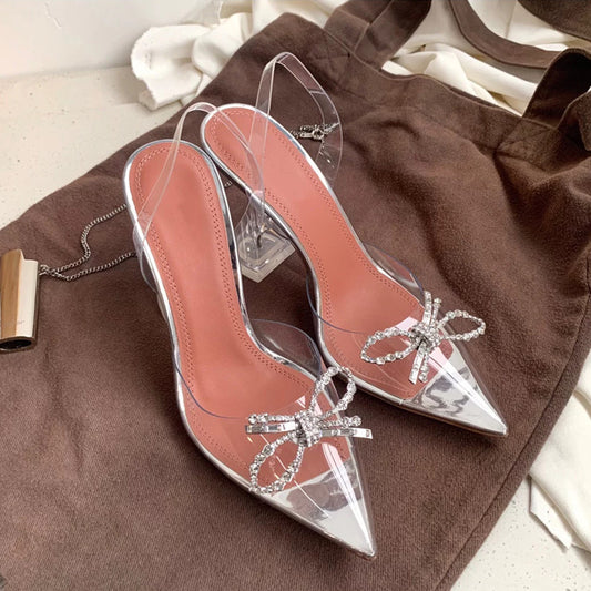 Pointed Fairy Style Crystal Transparent High Sandals