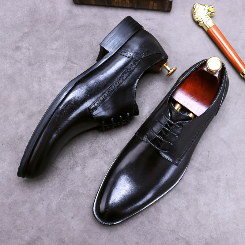 Men's Promotion Genuine Business Formal Wear British Lace Leather Shoes