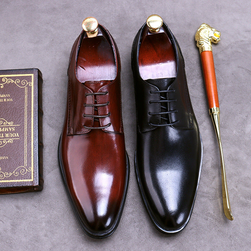 Men's Promotion Genuine Business Formal Wear British Lace Leather Shoes