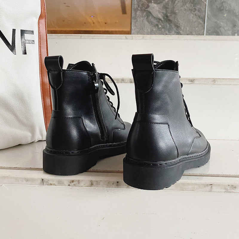 Women's Autumn Round Toe Martin Flat Korean Boots