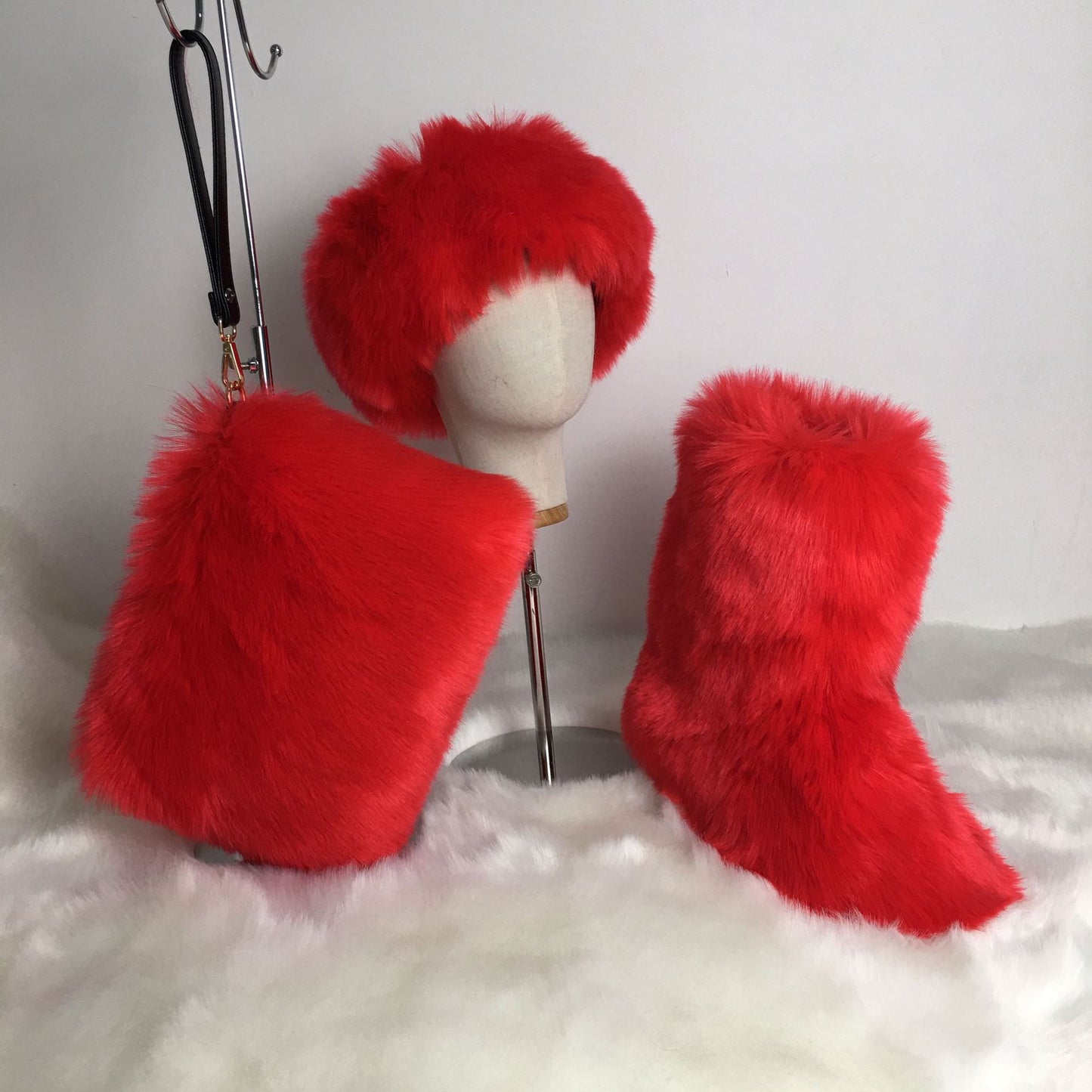 Women's Plush Hair Band Head Cover Three Boots