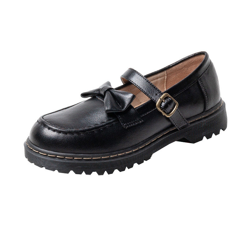Women's With Skirt Autumn Mary Jane Uniform Mid Bow Buckle Retro Women's Fashion Shoes
