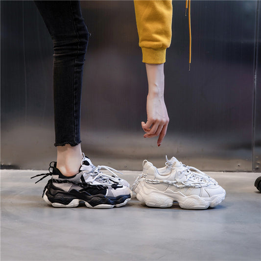 Women's Fashionable Spring Sports Breathable Clunky Thick-soled Casual Shoes