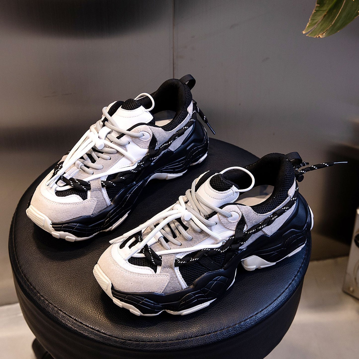 Women's Fashionable Spring Sports Breathable Clunky Thick-soled Casual Shoes