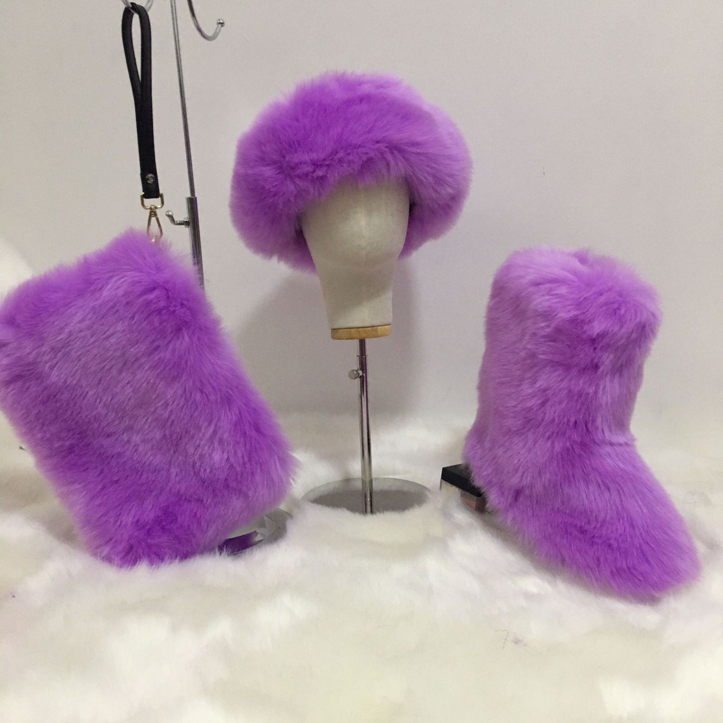 Women's Plush Hair Band Head Cover Three Boots