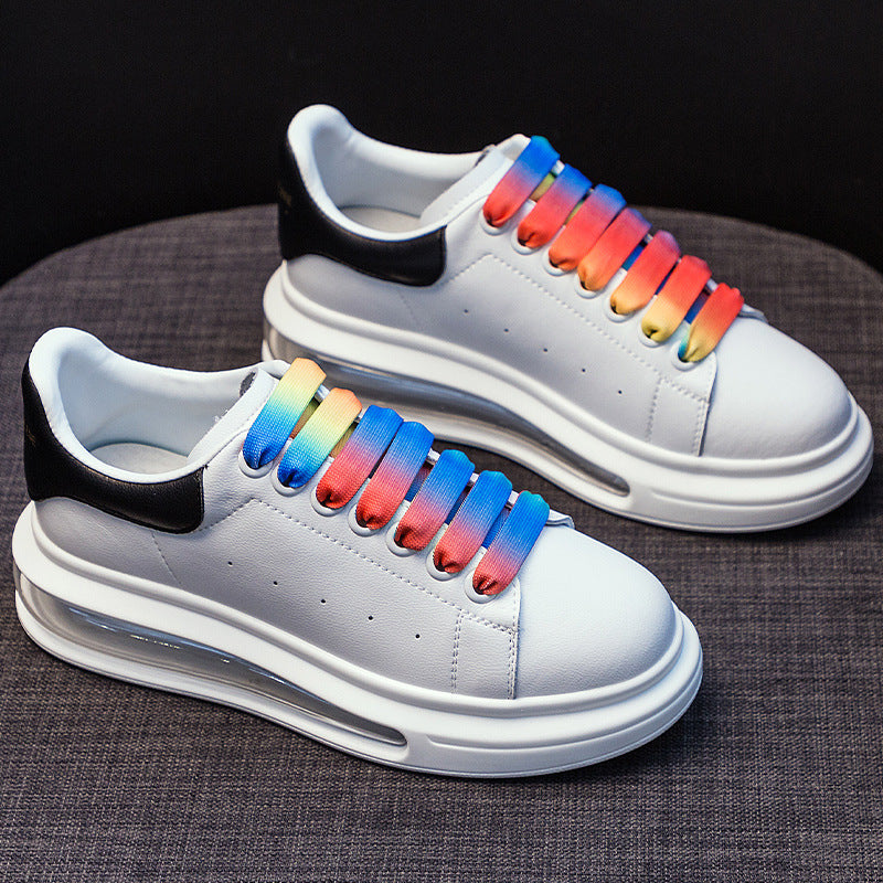 Women's White Spring Breathable Rainbow Air Cushion Sneakers