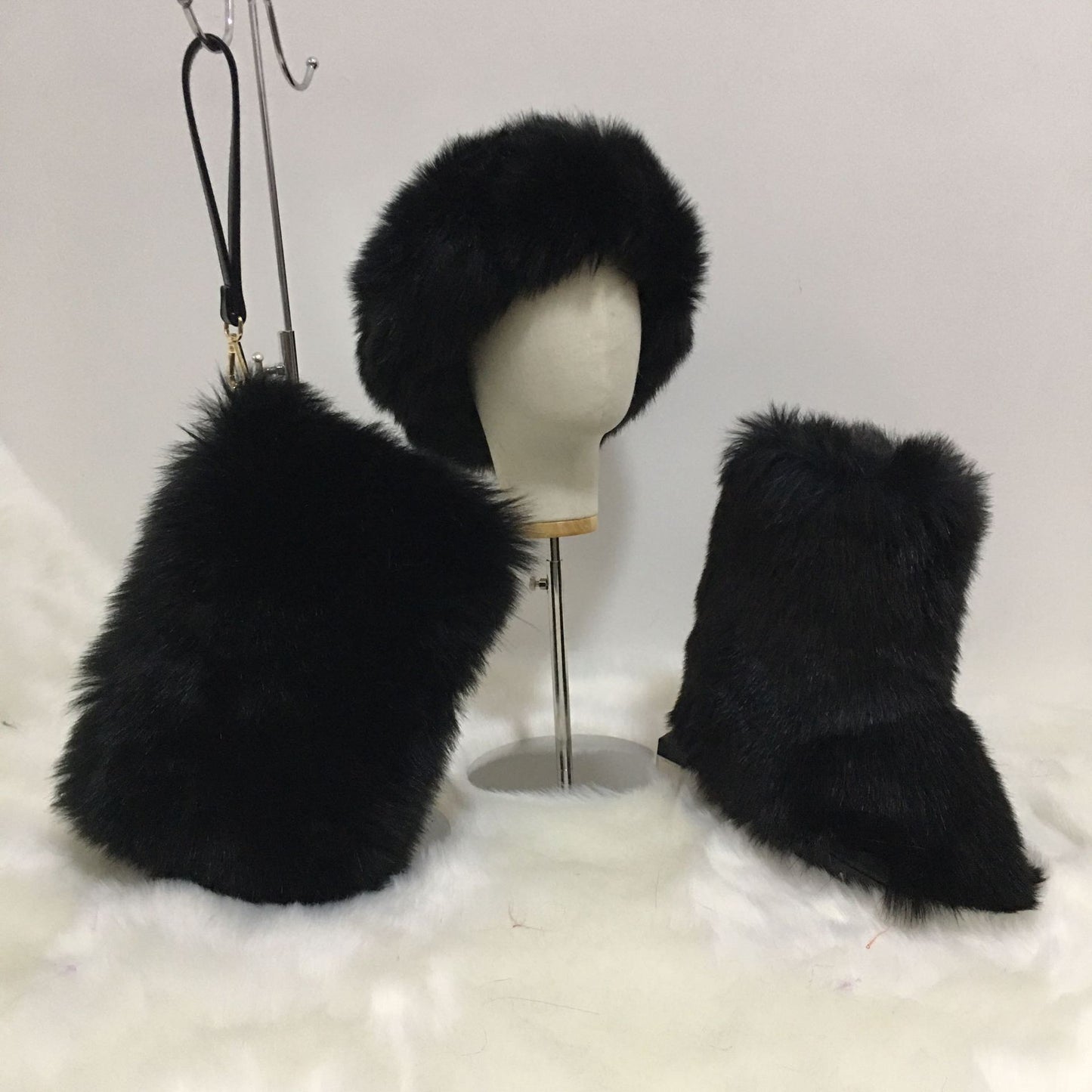 Women's Plush Hair Band Head Cover Three Boots