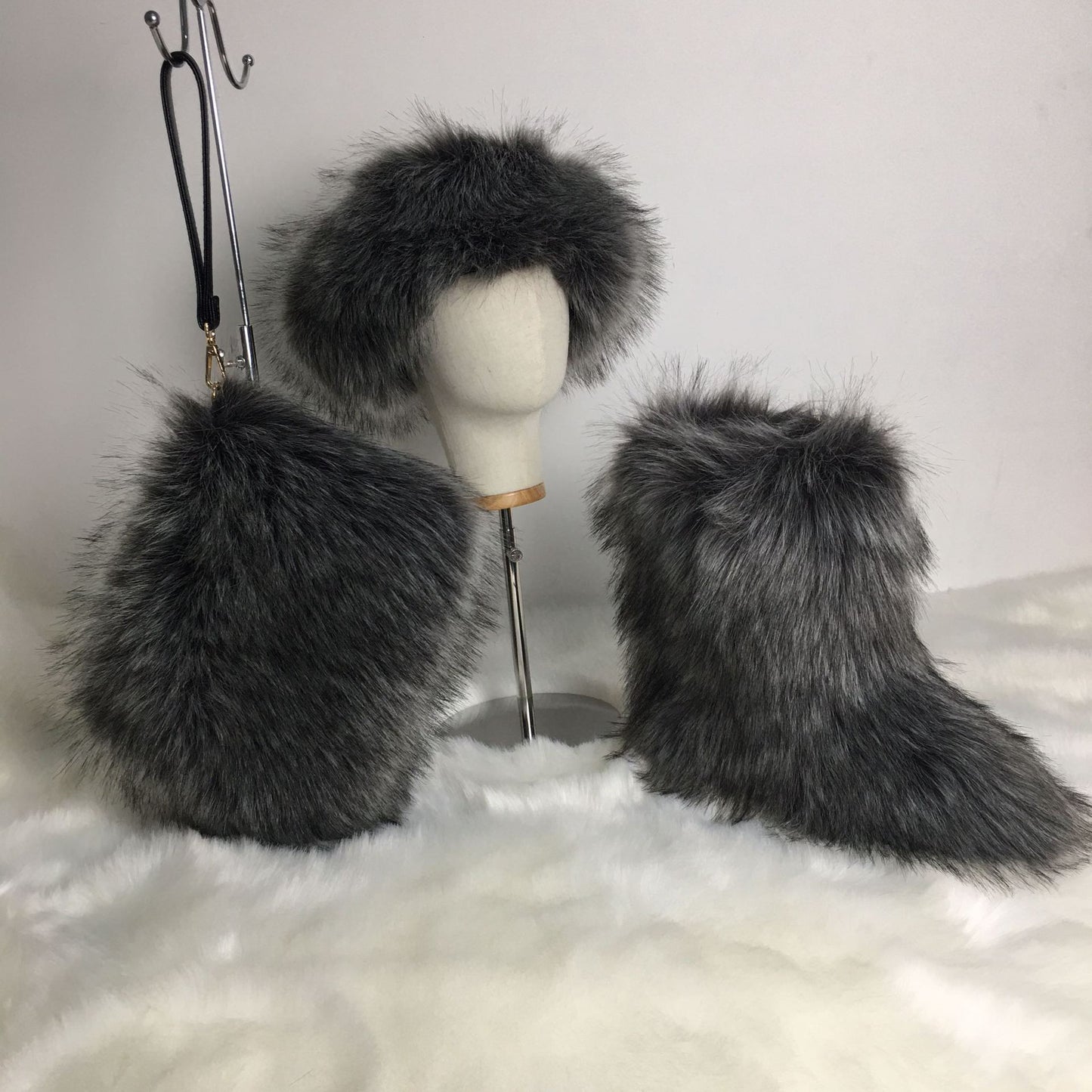 Women's Plush Hair Band Head Cover Three Boots