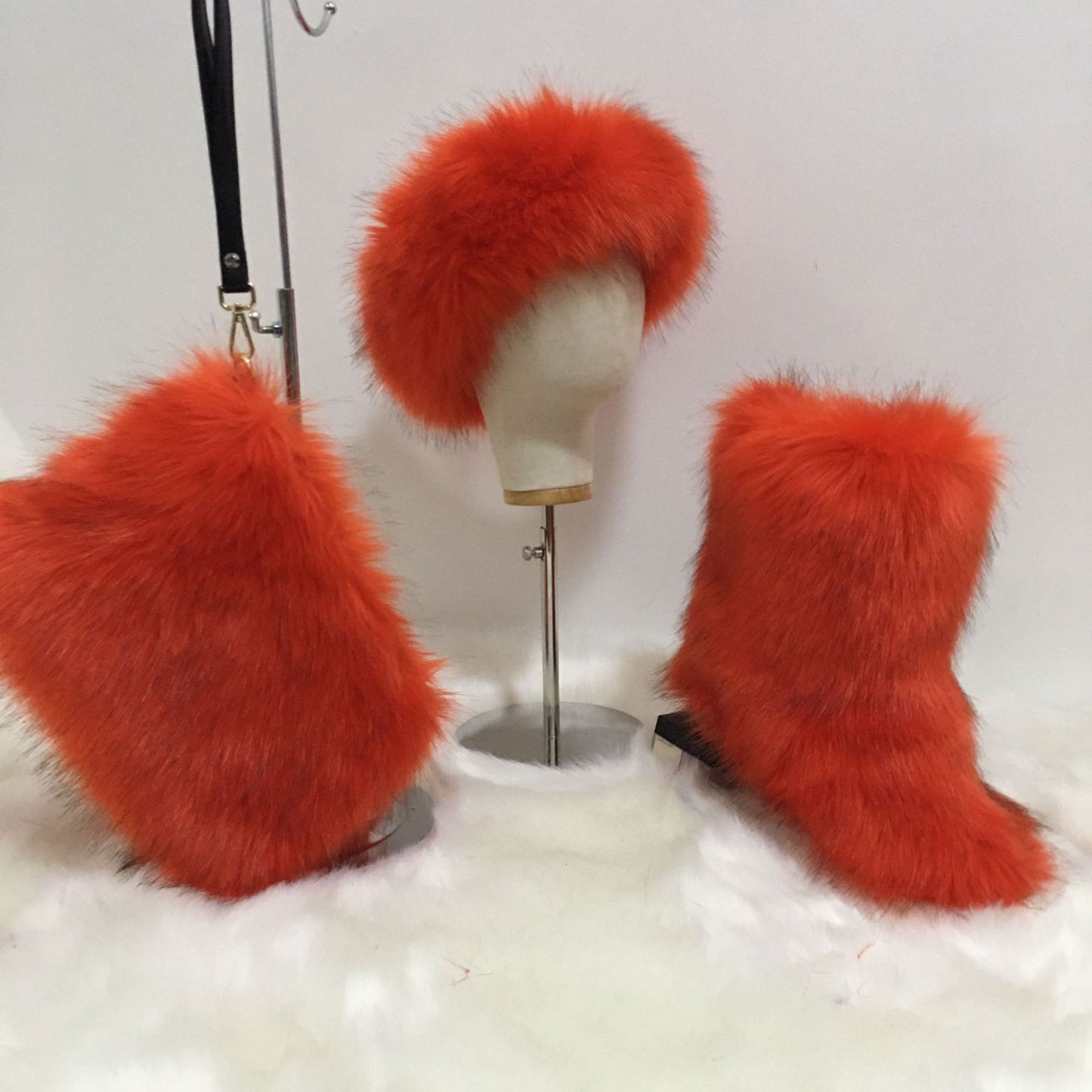 Women's Plush Hair Band Head Cover Three Boots