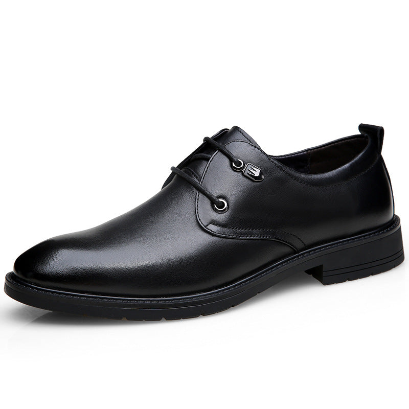 Men's Layer Cowhide Korean Style British Formal Leather Shoes