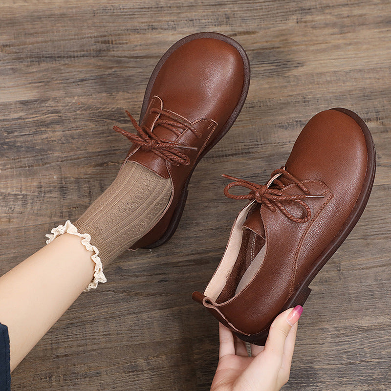 Women's Autumn Flat Pregnant First Layer Cowhide Casual Shoes