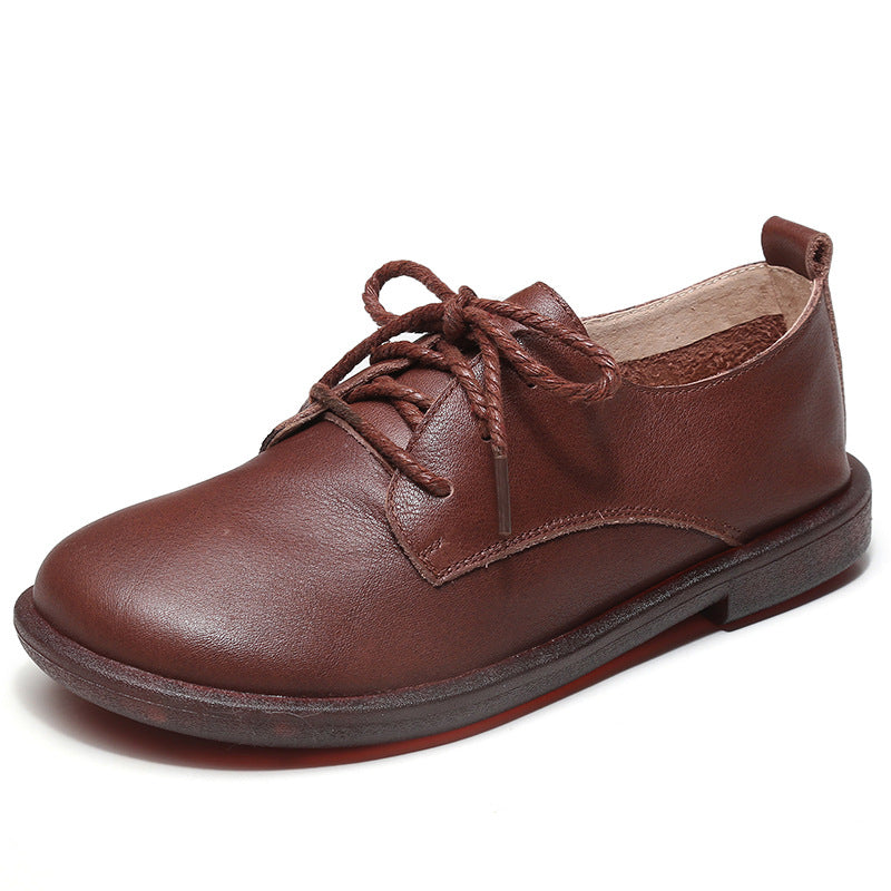 Women's Autumn Flat Pregnant First Layer Cowhide Casual Shoes