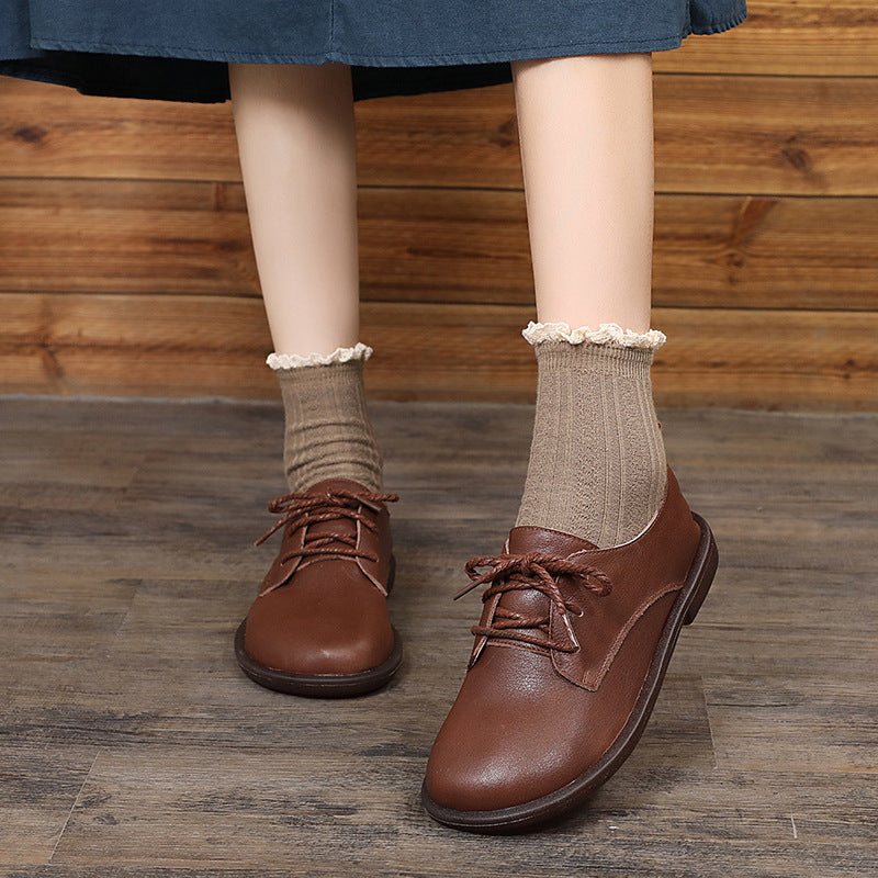 Women's Autumn Flat Pregnant First Layer Cowhide Casual Shoes