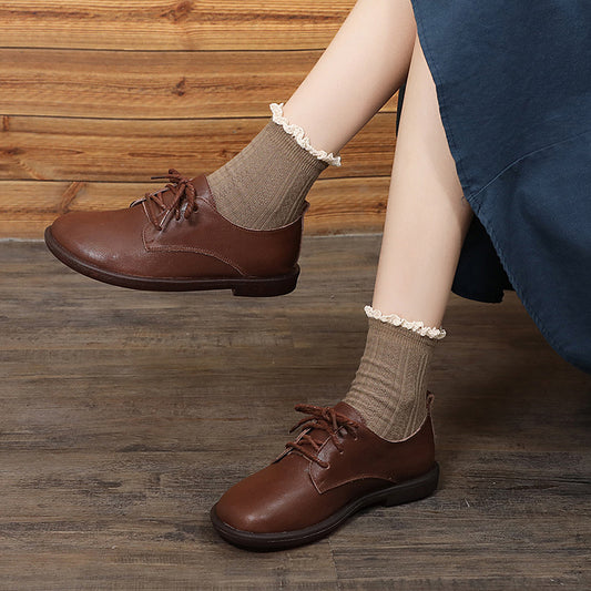 Women's Autumn Flat Pregnant First Layer Cowhide Casual Shoes