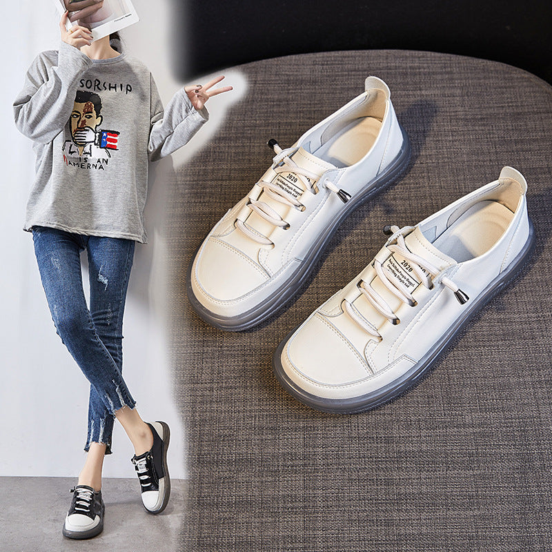 Women's White Slip-on Lofter Soft Bottom Pumps Flat Women's Casual Shoes