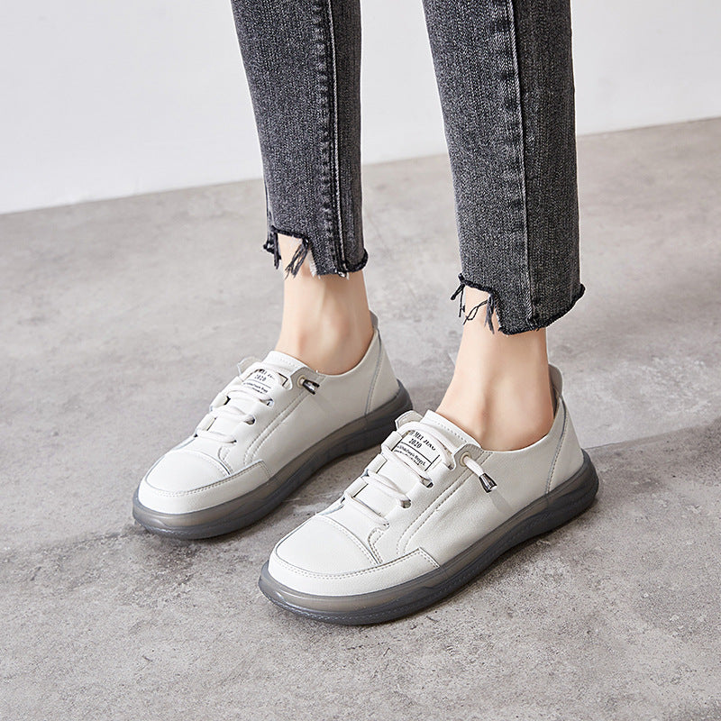 Women's White Slip-on Lofter Soft Bottom Pumps Flat Women's Casual Shoes