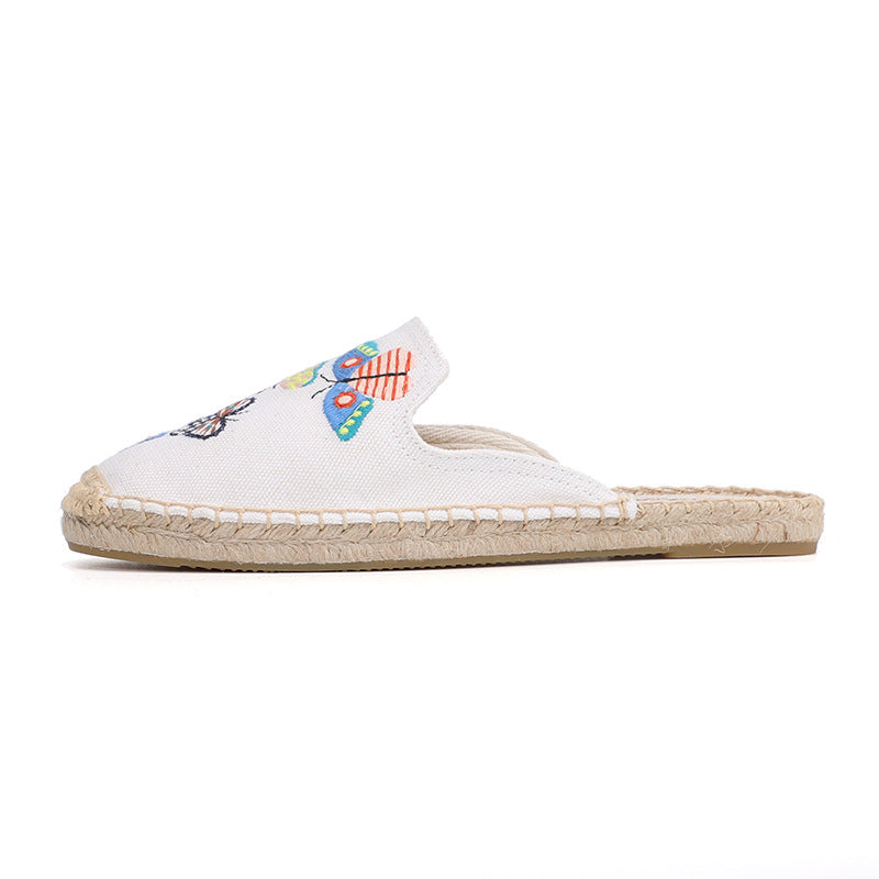 Women's Butterfly Embroidered Half Pack Outer Summer Sandals