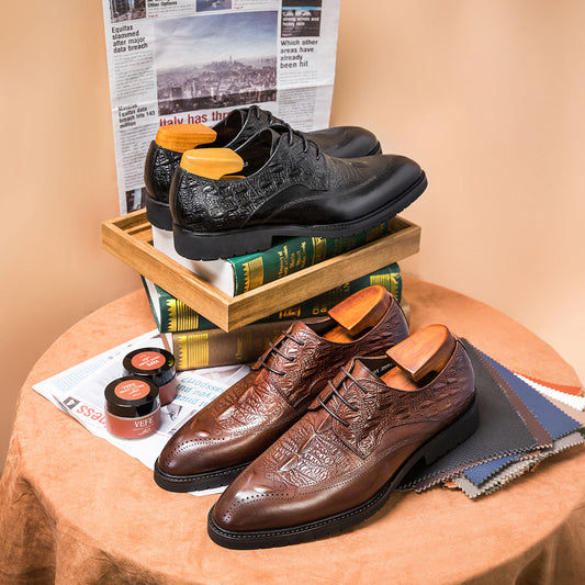 Men's Carving Brogue Business Cowhide Fashion Casual Shoes
