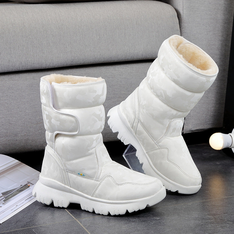 Distribution Boys White Simple Skiing Travel Snow Boots
