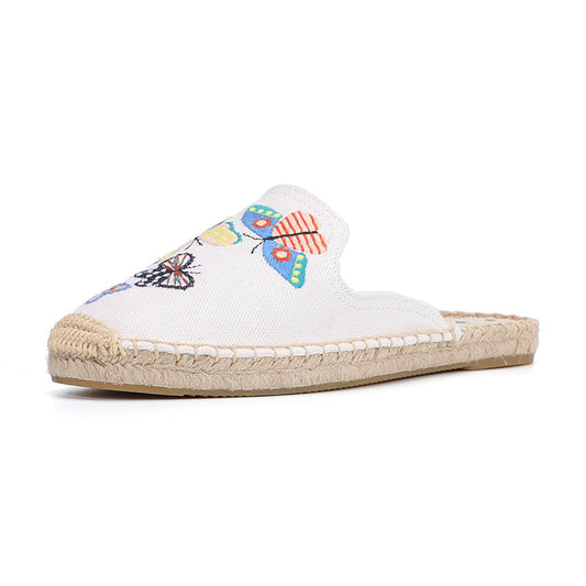 Women's Butterfly Embroidered Half Pack Outer Summer Sandals