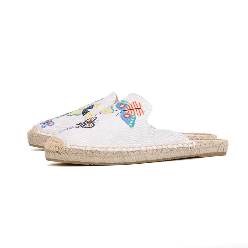 Women's Butterfly Embroidered Half Pack Outer Summer Sandals