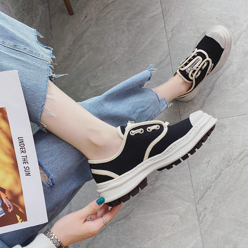 Women's Autumn Muffin Platform Dad Tide Breathable Canvas Shoes