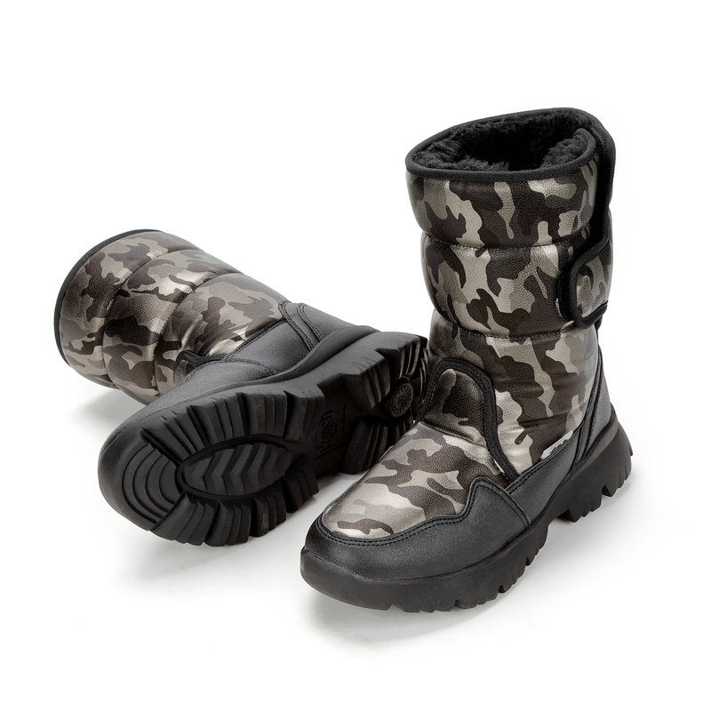 Distribution Boys White Simple Skiing Travel Snow Boots