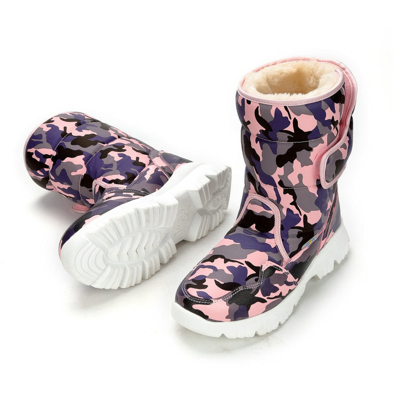 Distribution Boys White Simple Skiing Travel Snow Boots