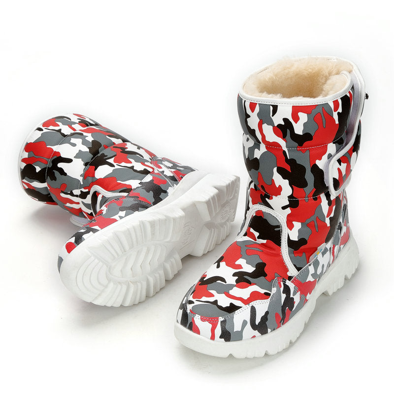 Distribution Boys White Simple Skiing Travel Snow Boots