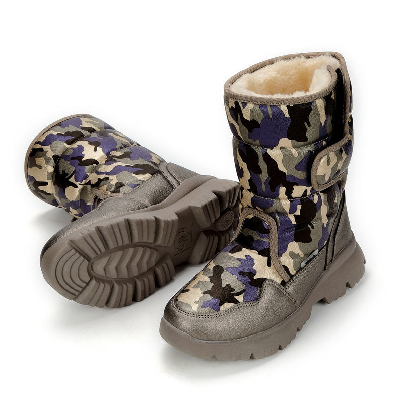 Distribution Boys White Simple Skiing Travel Snow Boots