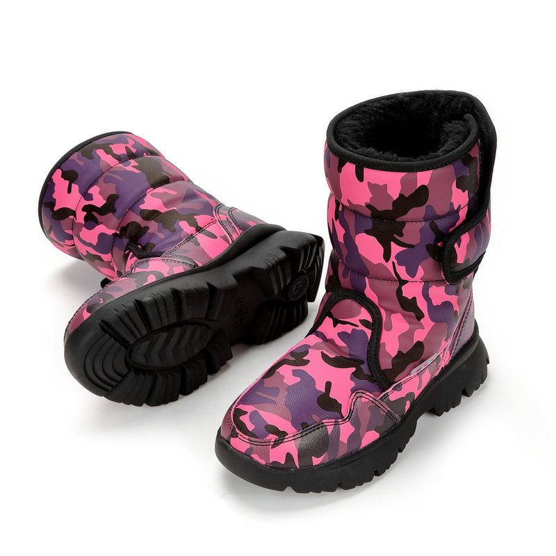 Distribution Boys White Simple Skiing Travel Snow Boots