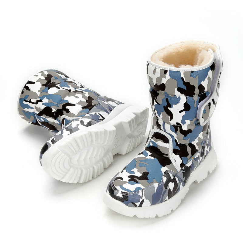 Distribution Boys White Simple Skiing Travel Snow Boots