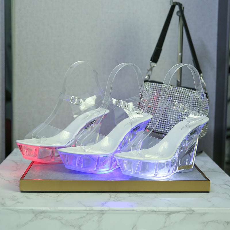 Women's Wedge Nightclub High Luminous Catwalk Pole Sandals