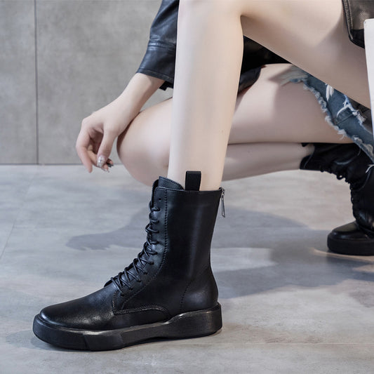 Women's Style Short Flat Martens Thick Bottom Boots
