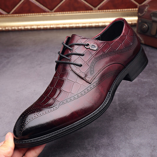 Men's Genuine Brogue Business Autumn British Dress Leather Shoes