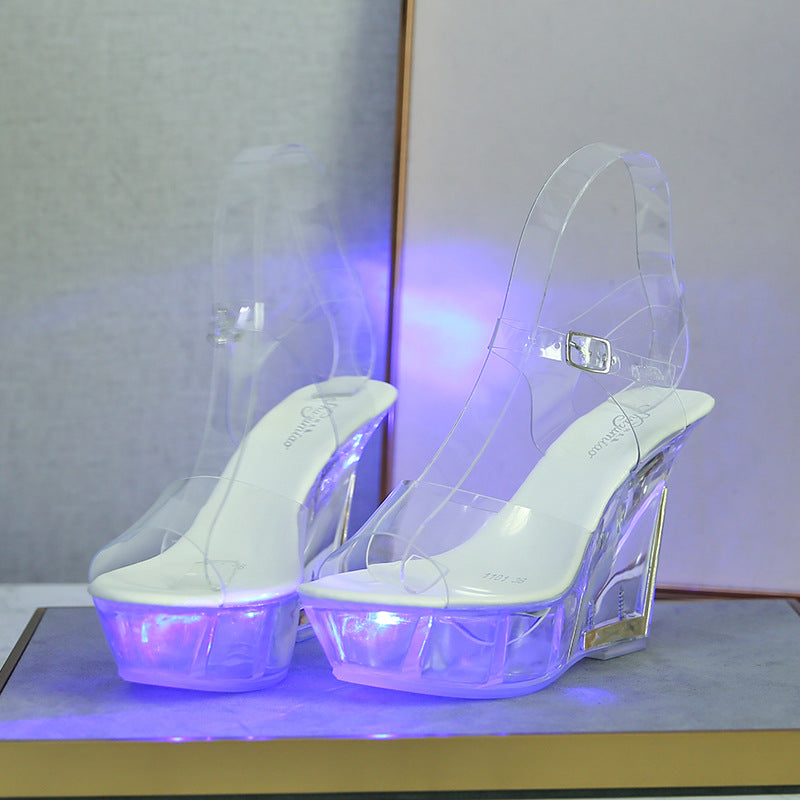 Women's Wedge Nightclub High Luminous Catwalk Pole Sandals