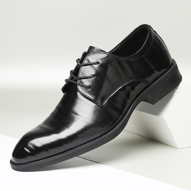 Men's Spring First Layer Cowhide Formal Korean Men's Business Leather Shoes