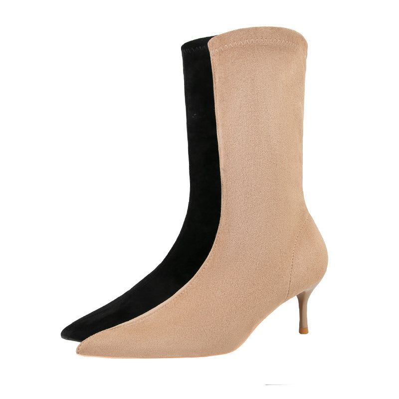 Women's Stiletto High Suede Stretch Slimming Skinny Boots