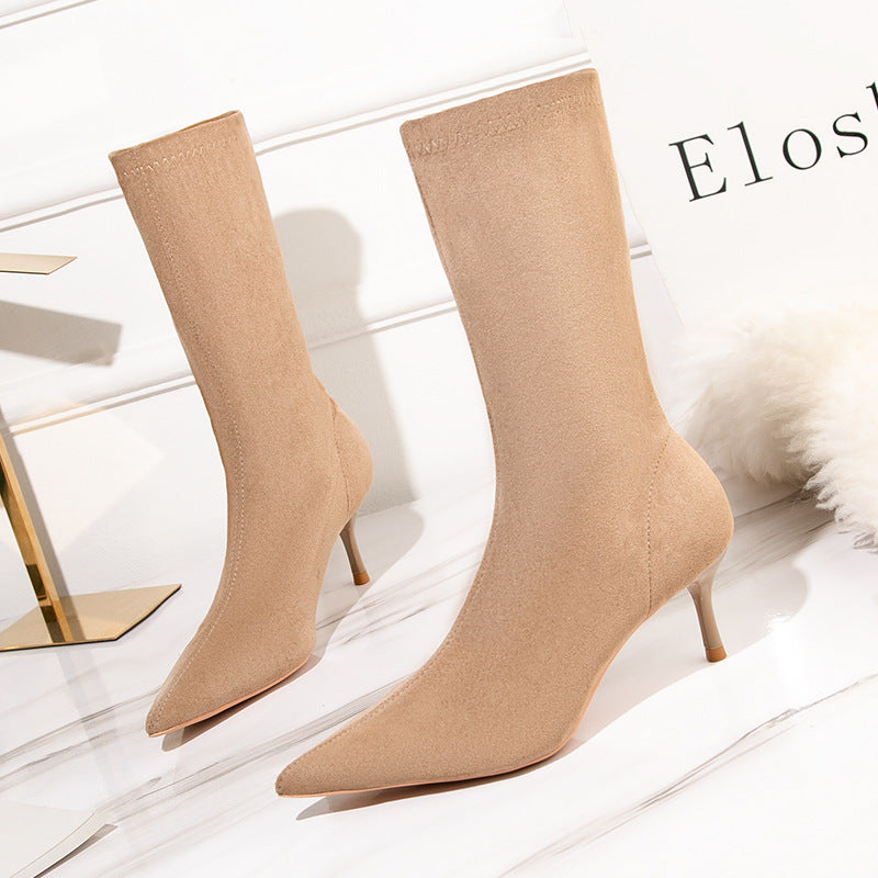 Women's Stiletto High Suede Stretch Slimming Skinny Boots