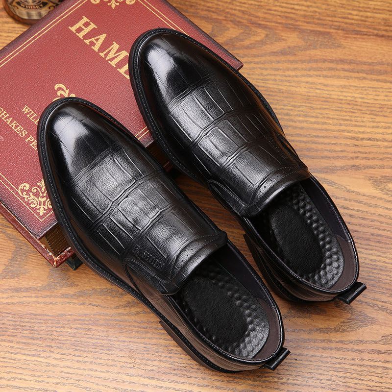 Men's Layer Cowhide Korean Style British Formal Leather Shoes