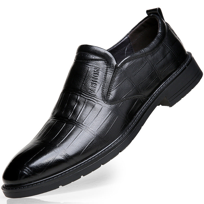 Men's Layer Cowhide Korean Style British Formal Leather Shoes