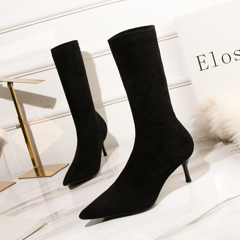 Women's Stiletto High Suede Stretch Slimming Skinny Boots