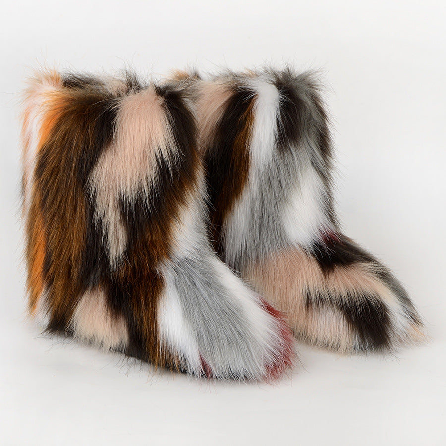 Women's Wool Fur Winter Plush Personalized Length Snow Boots