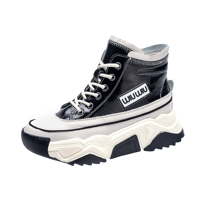 Women's & Men's High Top White Sports Winter Fleece-lined Trendy Casual Shoes