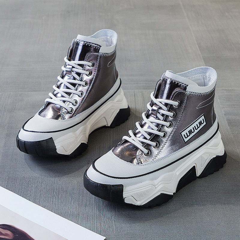Women's & Men's High Top White Sports Winter Fleece-lined Trendy Casual Shoes