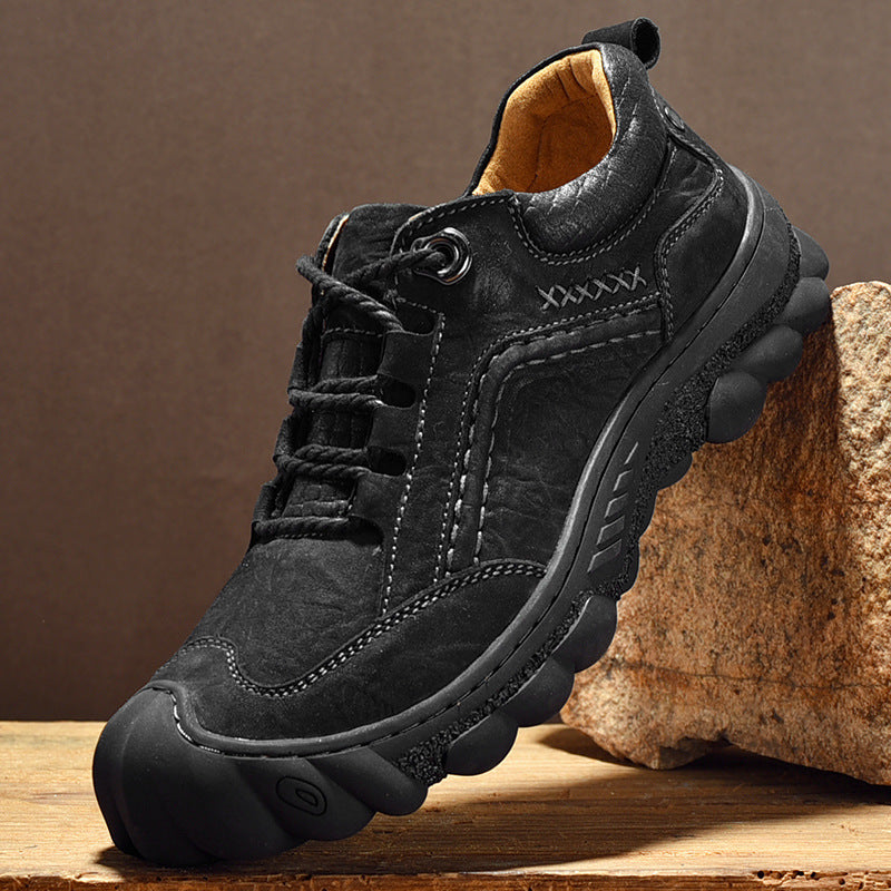 Men's Layer Cowhide Thick Bottom Sports Outdoor Casual Shoes